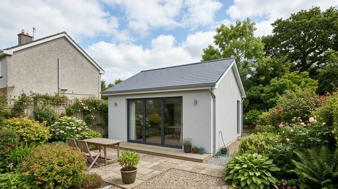 Modern granny flat annexe attached to Irish suburban home in Dublin