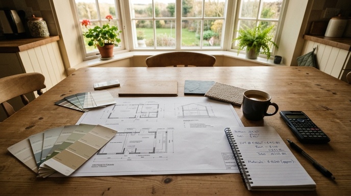 Interior of an Irish home mid-renovation with exposed walls and original wiring